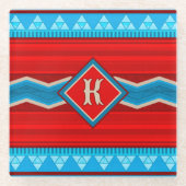 Southwest River Canyon Red Turquoise Monogram Glazen Onderzetter (Voorkant)
