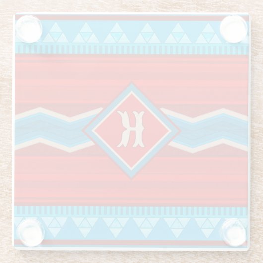 Southwest River Canyon Red Turquoise Monogram Glazen Onderzetter (Achterkant)