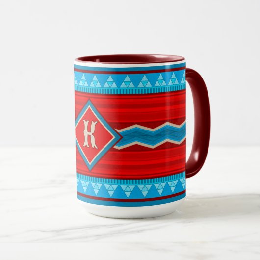 Southwest River Canyon Red Turquoise Monogram Mok (Voorkant rechts)