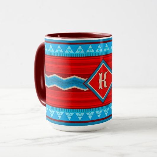 Southwest River Canyon Red Turquoise Monogram Mok (Voorkant links)