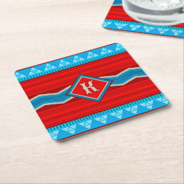 Southwest River Canyon Red Turquoise Monogrammed Kartonnen Onderzetters