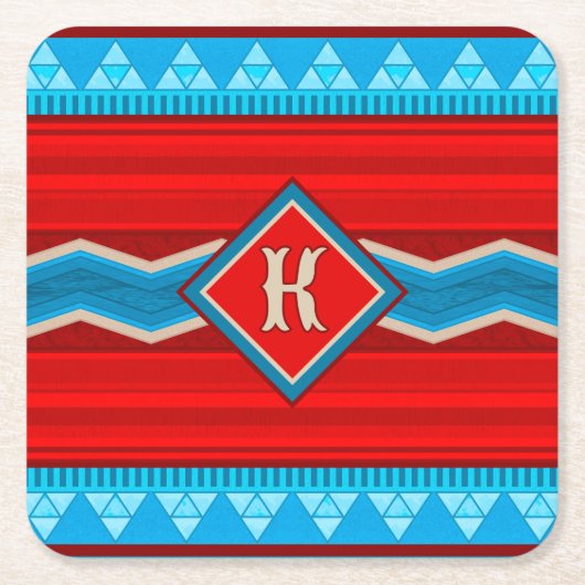 Southwest River Canyon Red Turquoise Monogrammed Kartonnen Onderzetters (Voorkant)