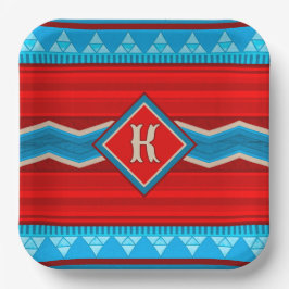 Southwest River Canyon Red Turquoise Monogrammed Papieren Bordje