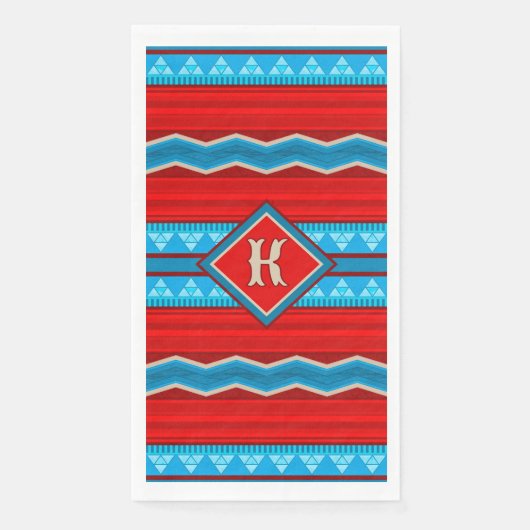 Southwest River Canyon Red Turquoise Monogrammed Servet (Voorkant)