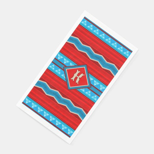 Southwest River Canyon Red Turquoise Monogrammed Servet (Hoek)
