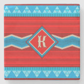 Southwest River Canyon Red Turquoise Monogrammed Stenen Onderzetter (Voorkant)