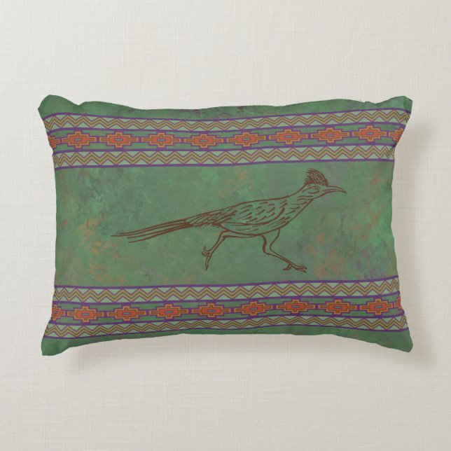 Southwest Roadrunner Sagebrush Green Accent Pillow Accent Kussen (Voorkant)