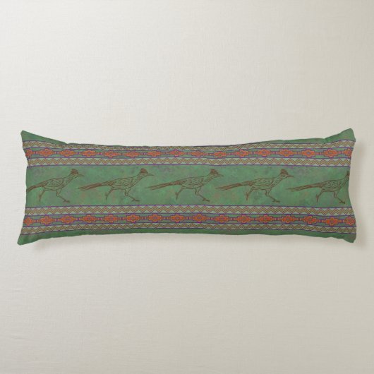 Southwest Roadrunner Sagebrush Green Body Pillow Lichaamskussen (Voorkant)