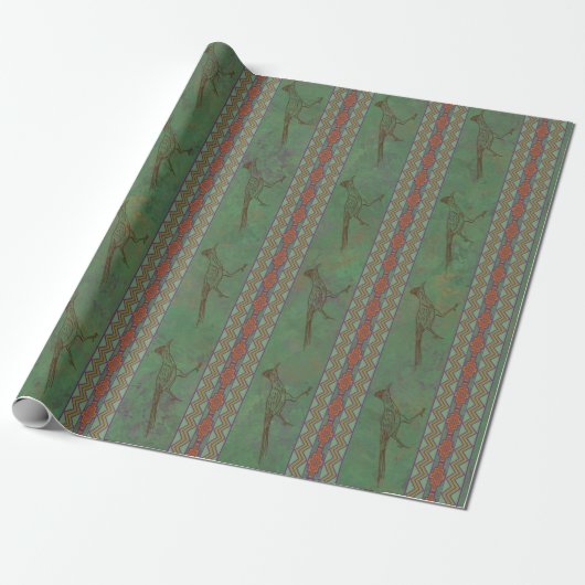 Southwest Roadrunner Sagebrush Green Cadeaupapier (Uitgerold)