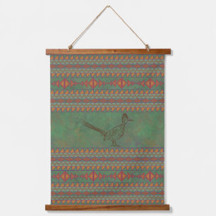 Southwest Roadrunner Sagebrush Green Geometric Hangend Wandkleed