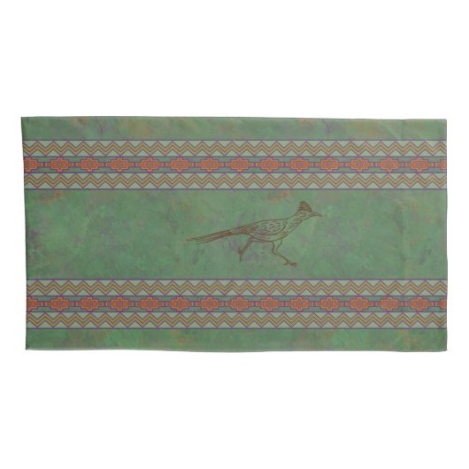 Southwest Roadrunner Sagebrush Green Kussensloop (Achterkant-Rechts)