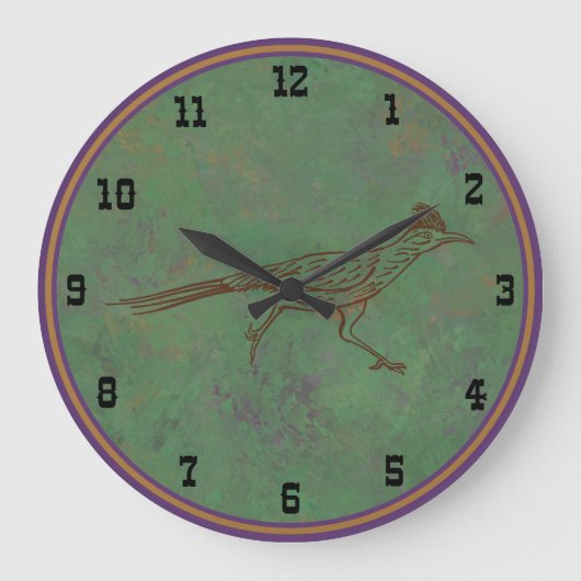 Southwest Roadrunner Sagebrush Green Large Clock Grote Klok (Voorkant)
