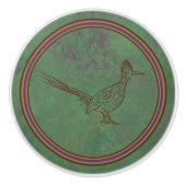 Southwest Roadrunner Standing Sagebrush Green Keramische Knop (Voorkant)