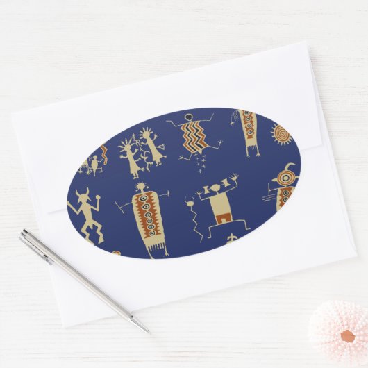 Southwest Rock Art Shaman Ovale Sticker (Envelop)