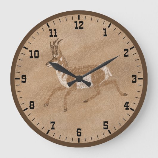 Southwest Running Pronghorn Antelope Old West Grote Klok (Voorkant)