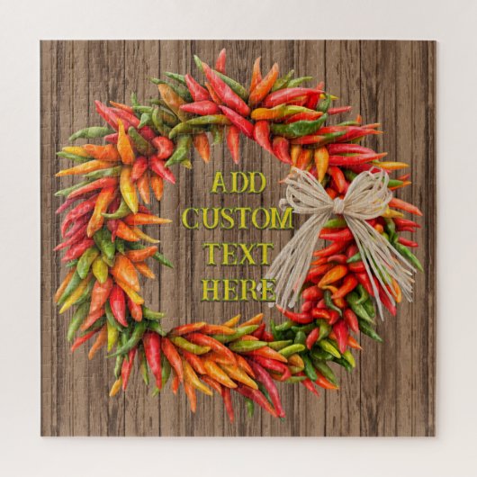 Southwest Rustic Chile Pepper Wreath Personalized Legpuzzel (Verticaal)
