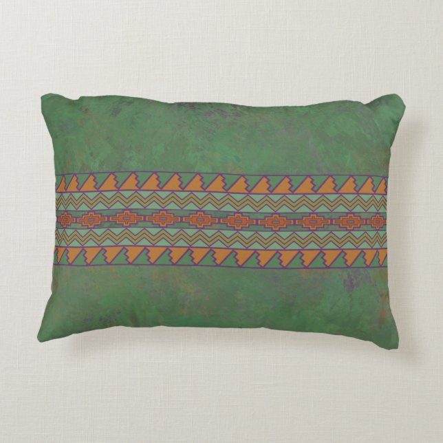 Southwest Sagebrush Green Geometric Design Accent Kussen (Achterkant)