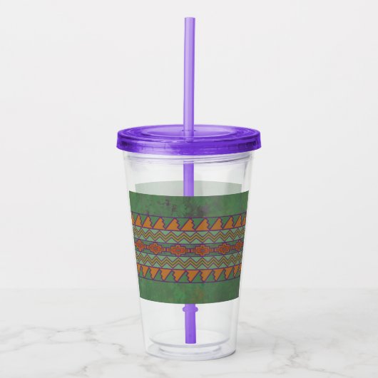 Southwest Sagebrush Green Geometric Design Acryl Drinkbeker (Voorkant)