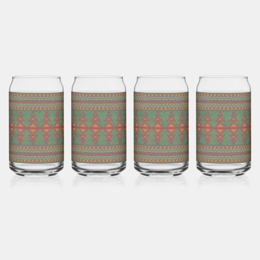 Southwest Sagebrush Green Geometric Design Blikvorm Glas (Achterkant)