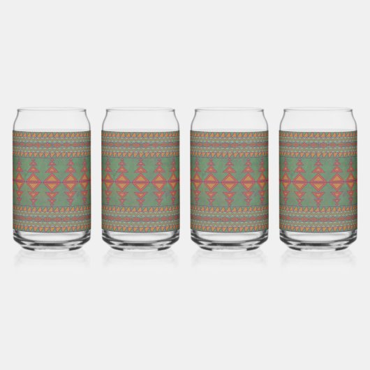 Southwest Sagebrush Green Geometric Design Blikvorm Glas (Links)
