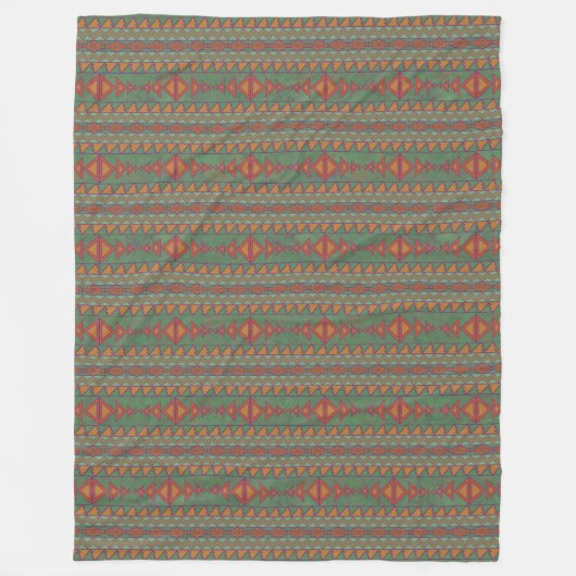 Southwest Sagebrush Green Geometric Design Fleece (Voorkant)