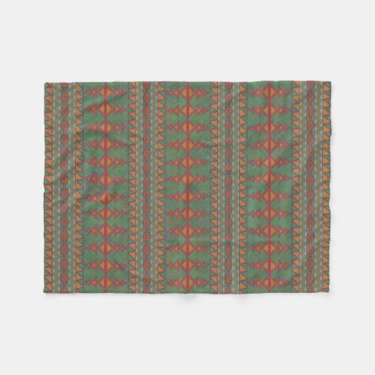 Southwest Sagebrush Green Geometric Design Fleece Deken (Voorkant (Horizontaal))