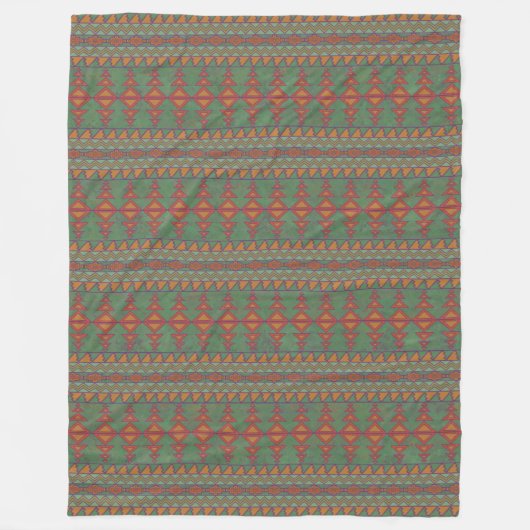 Southwest Sagebrush Green Geometric Design Fleece Deken (Voorkant)