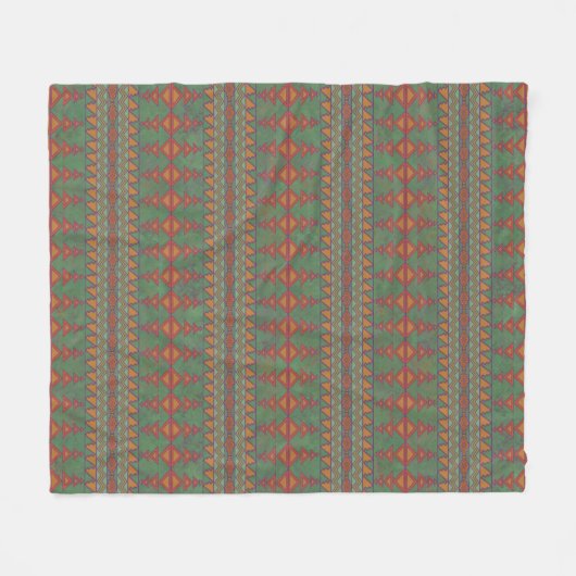Southwest Sagebrush Green Geometric Design Fleece Deken (Voorkant (Horizontaal))