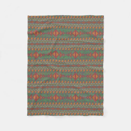 Southwest Sagebrush Green Geometric Design Fleece Deken (Voorkant)