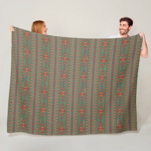 Southwest Sagebrush Green Geometric Design Fleece Deken