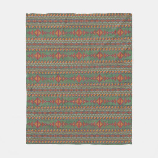 Southwest Sagebrush Green Geometric Design Fleece Deken (Voorkant)