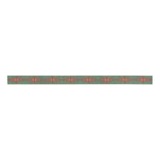 Southwest Sagebrush Green Geometric Design Grosgrain Lint (Voorkant)
