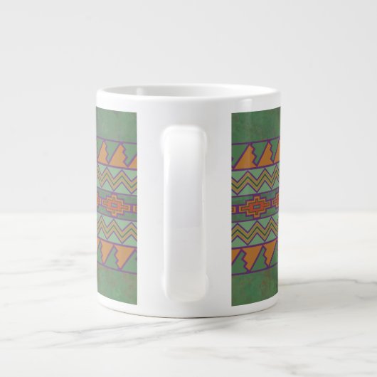 Southwest Sagebrush Green Geometric Design Grote Koffiekop (Achterkant)