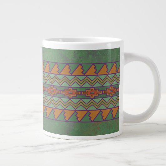 Southwest Sagebrush Green Geometric Design Grote Koffiekop (Rechts)