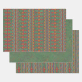 Southwest Sagebrush Green Geometric Design Inpakpapier Vel