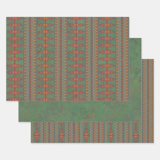 Southwest Sagebrush Green Geometric Design Inpakpapier Vel (Set)