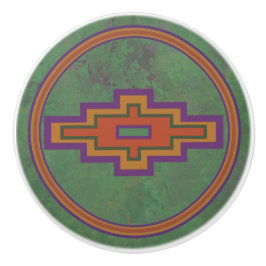 Southwest Sagebrush Green Geometric Design Keramische Knop