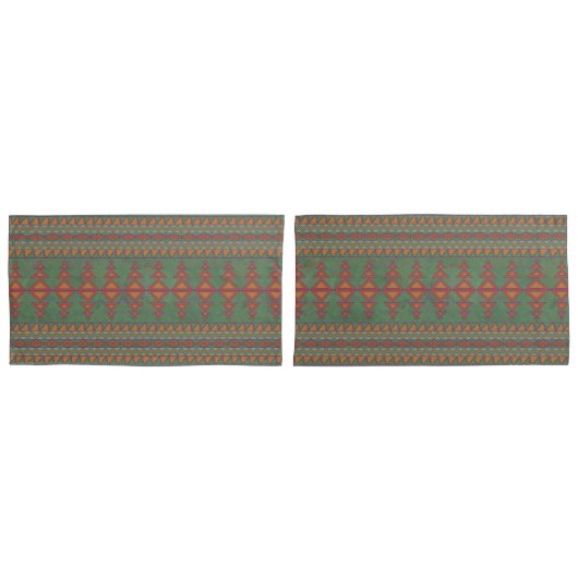 Southwest Sagebrush Green Geometric Design Kussensloop (Voorkant-Set)