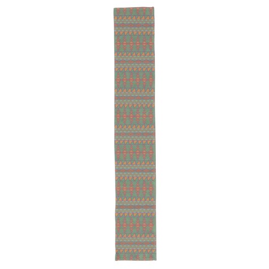 Southwest Sagebrush Green Geometric Design Lange Tafelloper (Voorkant)