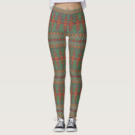 Southwest Sagebrush Green Geometric Design Leggings