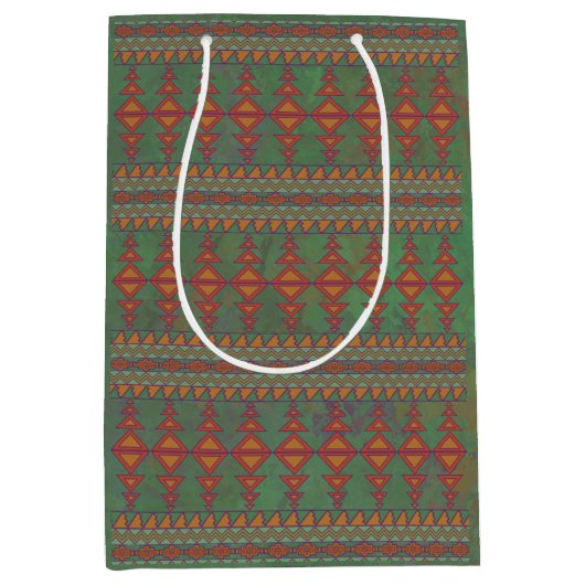 Southwest Sagebrush Green Geometric Design Medium Cadeauzakje (Voorkant)