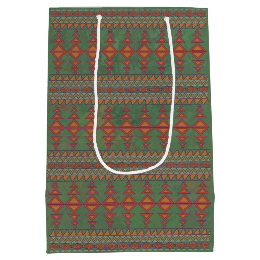 Southwest Sagebrush Green Geometric Design Medium Cadeauzakje (Achterkant)