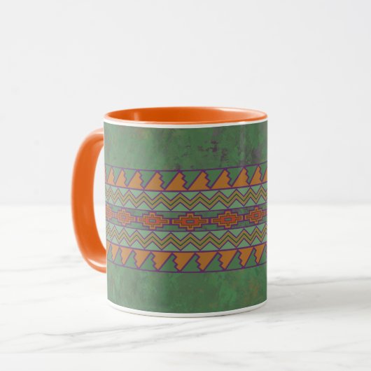 Southwest Sagebrush Green Geometric Design Mok (Voorkant links)