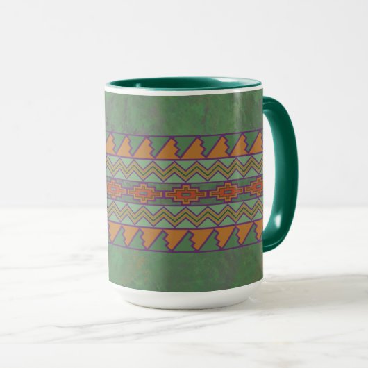Southwest Sagebrush Green Geometric Design Mok (Voorkant rechts)
