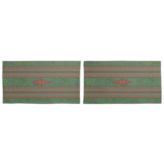 Southwest Sagebrush Green Geometric Design Pillow Kussensloop (Voorkant-Set)