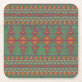 Southwest Sagebrush Green Geometric Design Square Kartonnen Onderzetters (Voorkant)