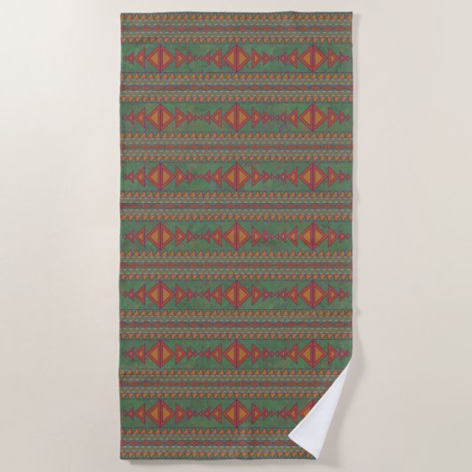 Southwest Sagebrush Green Geometric Design Strandlaken (Voorkant)