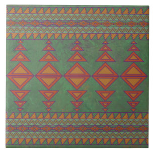 Southwest Sagebrush Green Geometric Design Tegeltje