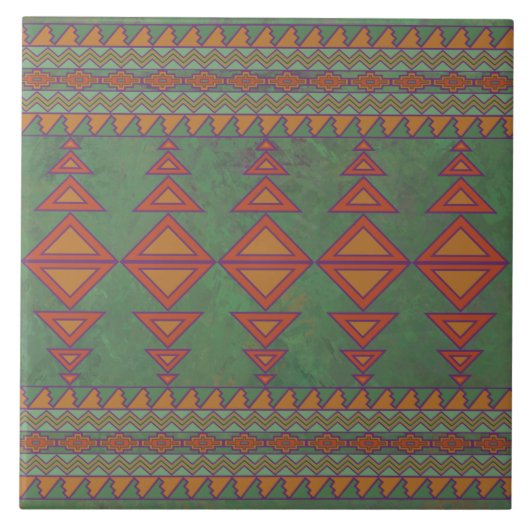 Southwest Sagebrush Green Geometric Design Tegeltje (Voorkant)
