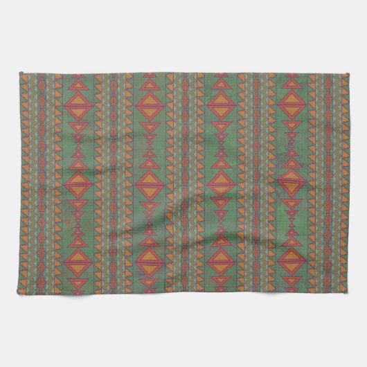 Southwest Sagebrush Green Geometric Design Theedoek (Horizontaal)